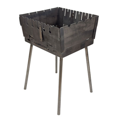 GOROCH Mangal Holzkohlegrill – Tragbarer Schaschlik Grillkoffer aus 2 mm Stahl für 6-Spieße, faltbar für Camping, Garten & Outdoor BBQ