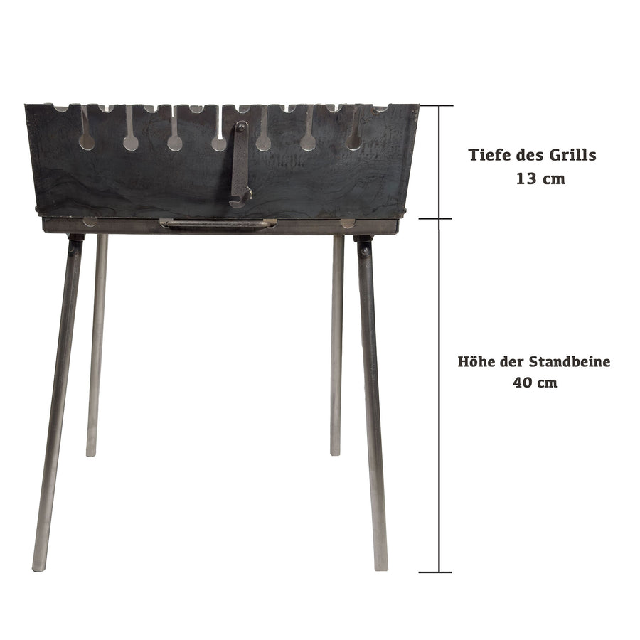 GOROCH Klappbarer Mangal Grill Stahl 2 mm für 8 Spieße – kompakt, mobil und ideal für Camping und Outdoor