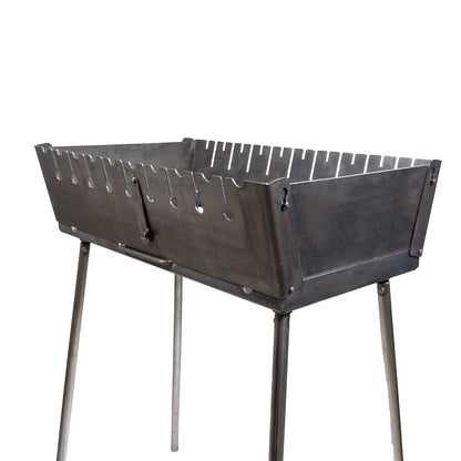 GOROCH Mangal Holzkohlegrill – Tragbarer Schaschlik Grillkoffer aus 2 mm Stahl für 10-Spieße, faltbar für Camping, Garten & Outdoor BBQ