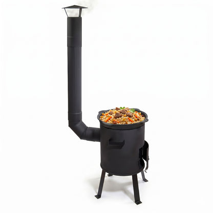 Kazanofen 12 Liter mit Schornstein – zerlegbarer Kesselofen für Garten, Camping & Outdoor Küche, mobil & kompakt verstaubar