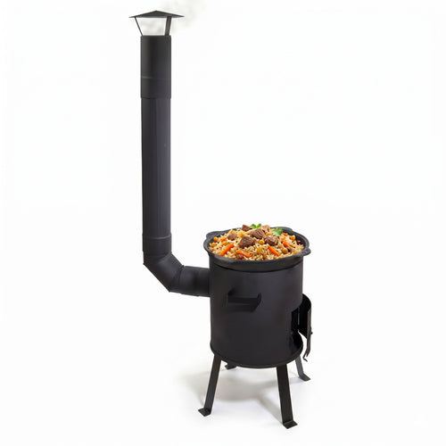 Kazanofen 12 Liter mit Schornstein – zerlegbarer Kesselofen für Garten, Camping & Outdoor Küche, mobil & kompakt verstaubar