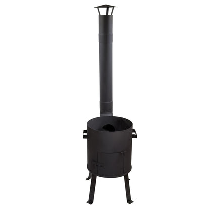 Kazanofen 12 Liter mit Schornstein – zerlegbarer Kesselofen für Garten, Camping & Outdoor Küche, mobil & kompakt verstaubar