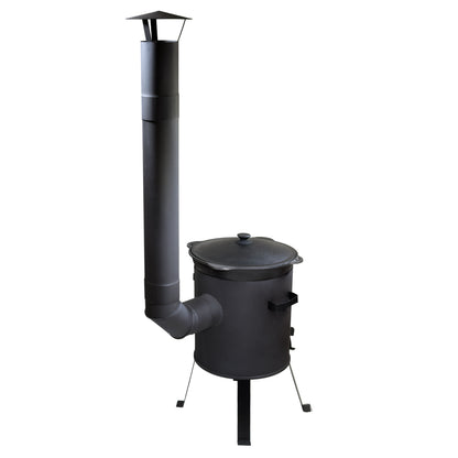 Kazanofen 12 Liter mit Schornstein – zerlegbarer Kesselofen für Garten, Camping & Outdoor Küche, mobil & kompakt verstaubar