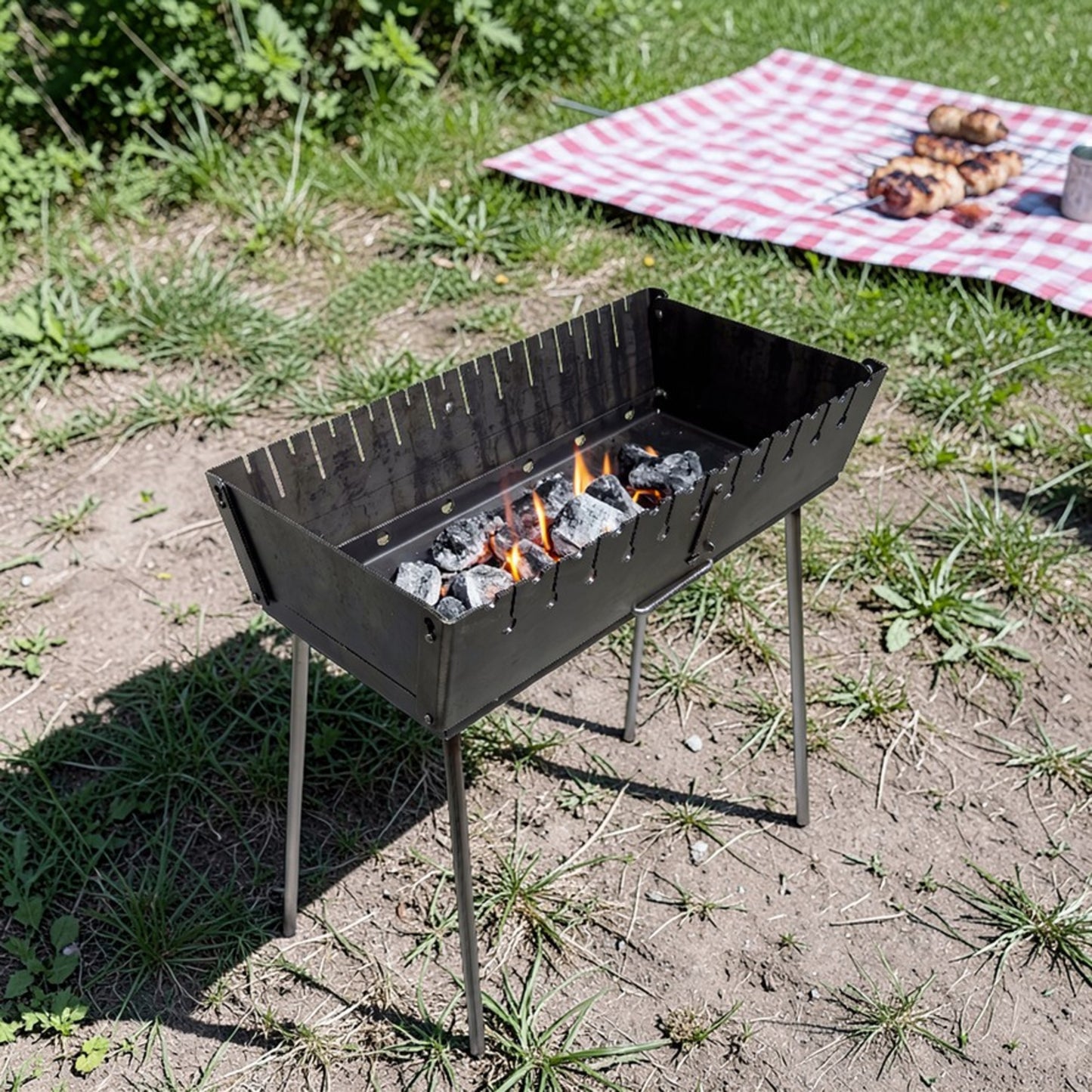 GOROCH Mangal Grill Set Stahl 3 mm für 12 Spieße – stabil, vielseitig und ideal für Garten & BBQ
