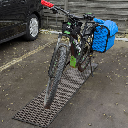 EVA Drive Fahrrad Unterlegmatte & Parkmatte 200 × 40 cm gegen Schmutz und Nässe - Grau, schwarzer Rand