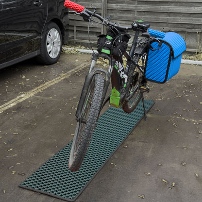EVA Drive Fahrrad Unterlegmatte & Parkmatte 200 × 40 cm gegen Schmutz und Nässe - Dunkelgrün, schwarzer Rand