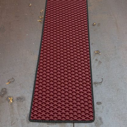 EVA Drive Fahrrad Unterlegmatte & Parkmatte 200 × 40 cm gegen Schmutz und Nässe - Bordeaux, schwarzer Rand