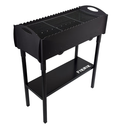 GOROCH Gartengrill | Schaschlikgrill für 21 Spieße – Massiver Holzkohlegrill aus 3 mm Stahl, zerlegbar & kompakt verstaubar, stationärer Metallgrill für Garten, Terrasse & Outdoor BBQ
