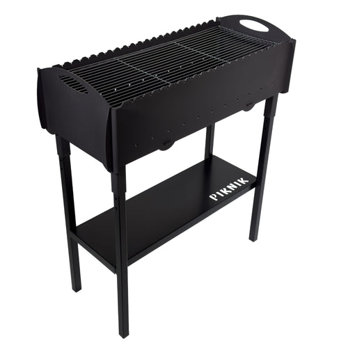 GOROCH Gartengrill | Schaschlikgrill für 21 Spieße – Massiver Holzkohlegrill aus 3 mm Stahl, zerlegbar & kompakt verstaubar, stationärer Metallgrill für Garten, Terrasse & Outdoor BBQ