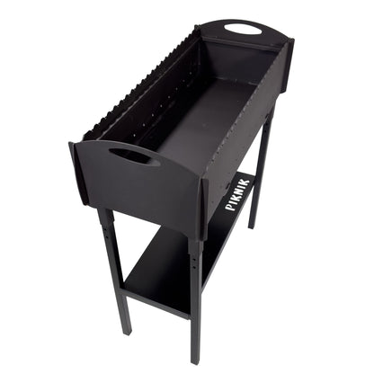 GOROCH Mangal Grill mit Grillrost für 21 Spieße – Massiver Schaschlikgrill aus 3 mm Stahl mit Ablage, Holzkohlegrill für Garten & Outdoor BBQ