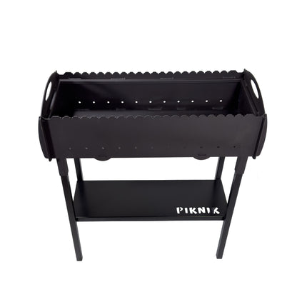 GOROCH Mangal Grill mit Grillrost für 21 Spieße – Massiver Schaschlikgrill aus 3 mm Stahl mit Ablage, Holzkohlegrill für Garten & Outdoor BBQ