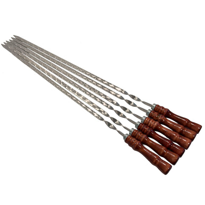 GOROCH Schaschlikspieße Set aus Edelstahl – 62 cm lange Grillspieße mit Holzgriff, rostfrei & stabil, wiederverwendbar, BBQ Spießset für Holzkohlegrill, Kebab, Gemüse & Fleisch