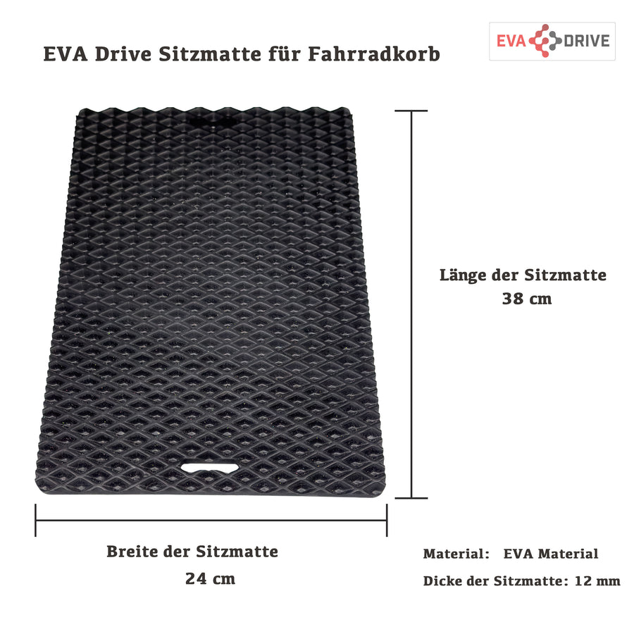 EVA Drive 2in1 Sitzmatte für Fahrradkorb 38x24 cm - Fahrradkorb Einlage & Outdoor Sitzkissen