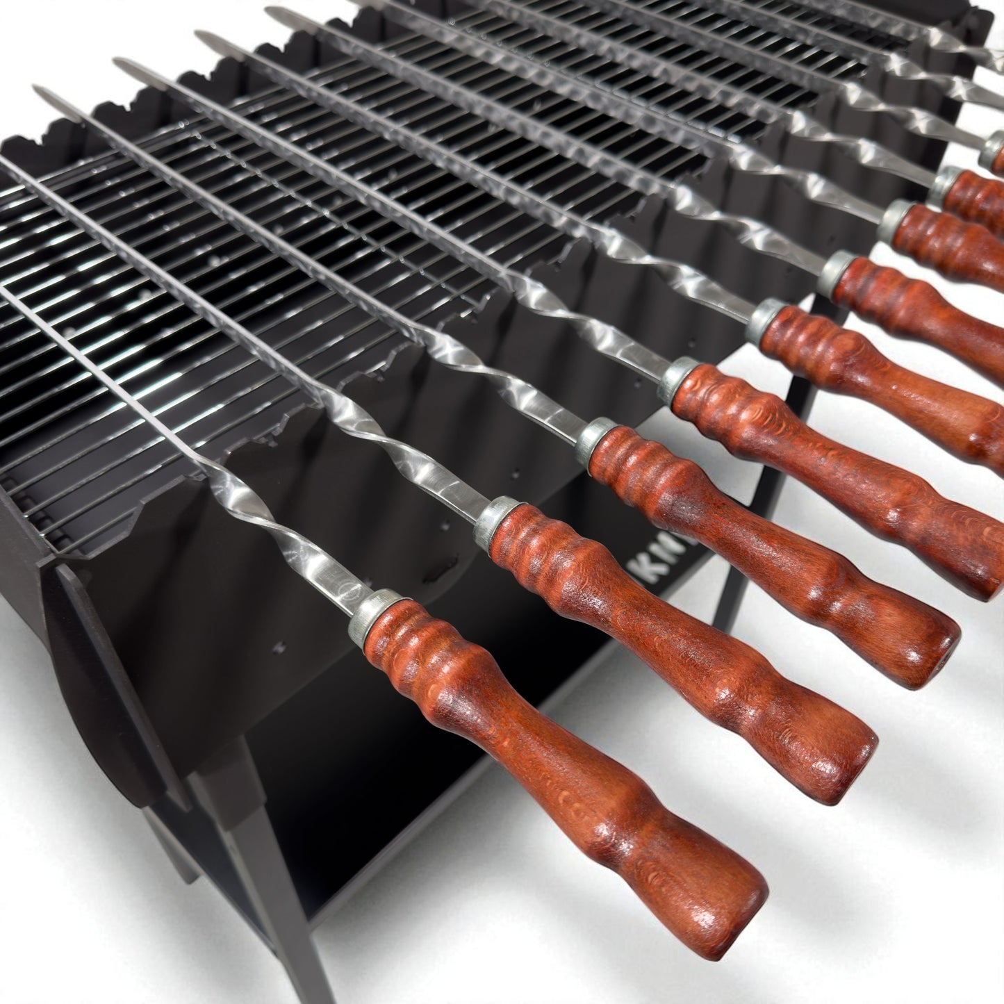 GOROCH Schaschlikspieße Set aus Edelstahl – 62 cm lange Grillspieße mit Holzgriff, rostfrei & stabil, wiederverwendbar, BBQ Spießset für Holzkohlegrill, Kebab, Gemüse & Fleisch