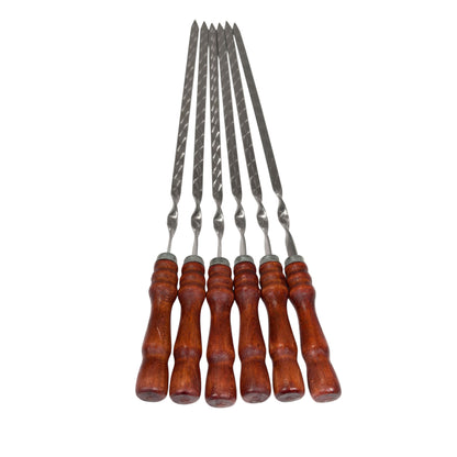 GOROCH Schaschlikspieße Set aus Edelstahl – 62 cm lange Grillspieße mit Holzgriff, rostfrei & stabil, wiederverwendbar, BBQ Spießset für Holzkohlegrill, Kebab, Gemüse & Fleisch