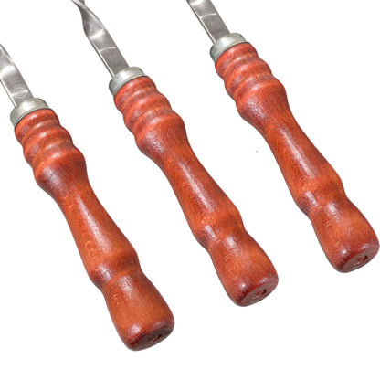 GOROCH Schaschlikspieße Set aus Edelstahl – 62 cm lange Grillspieße mit Holzgriff, rostfrei & stabil, wiederverwendbar, BBQ Spießset für Holzkohlegrill, Kebab, Gemüse & Fleisch