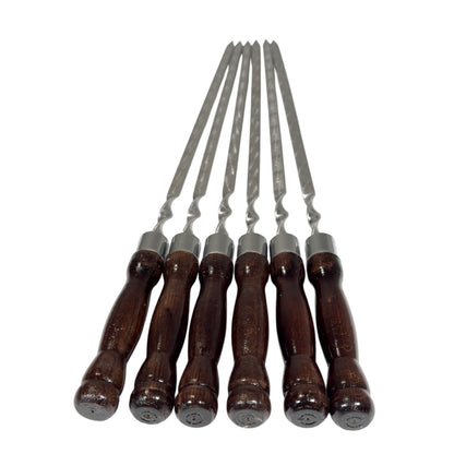 GOROCH Premium Schaschlikspieße aus Edelstahl – 63 cm Grillspieße mit lackiertem Holzgriff, 3 mm stark, doppelt versiegelt, rostfrei, ideal für BBQ, Kebab, Gemüse & Fleisch