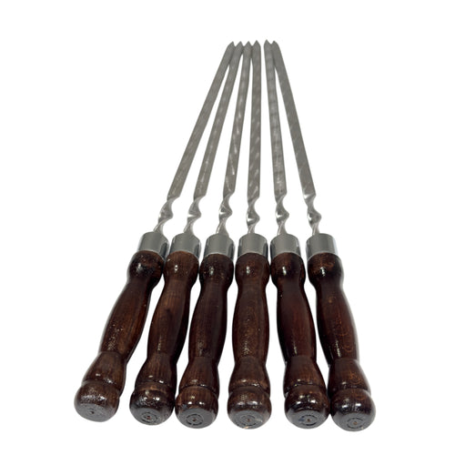 GOROCH Premium Schaschlikspieße aus Edelstahl – 63 cm Grillspieße mit lackiertem Holzgriff, 3 mm stark, doppelt versiegelt, rostfrei, ideal für BBQ, Kebab, Gemüse & Fleisch