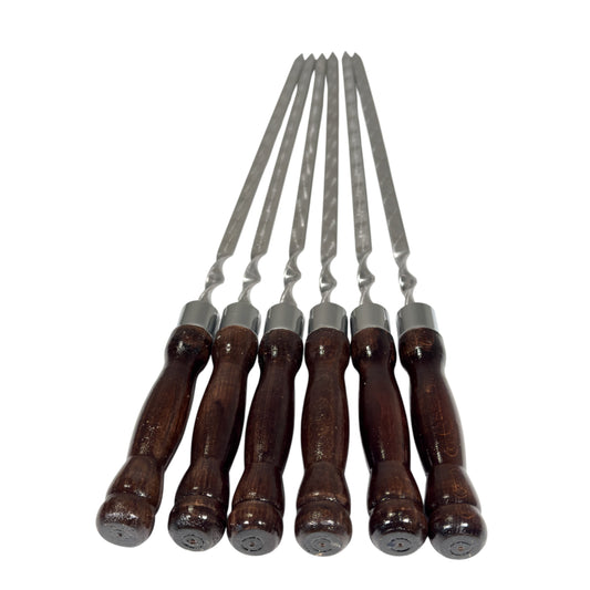 GOROCH Premium Schaschlikspieße aus Edelstahl – 63 cm Grillspieße mit lackiertem Holzgriff, 3 mm stark, doppelt versiegelt, rostfrei, ideal für BBQ, Kebab, Gemüse & Fleisch