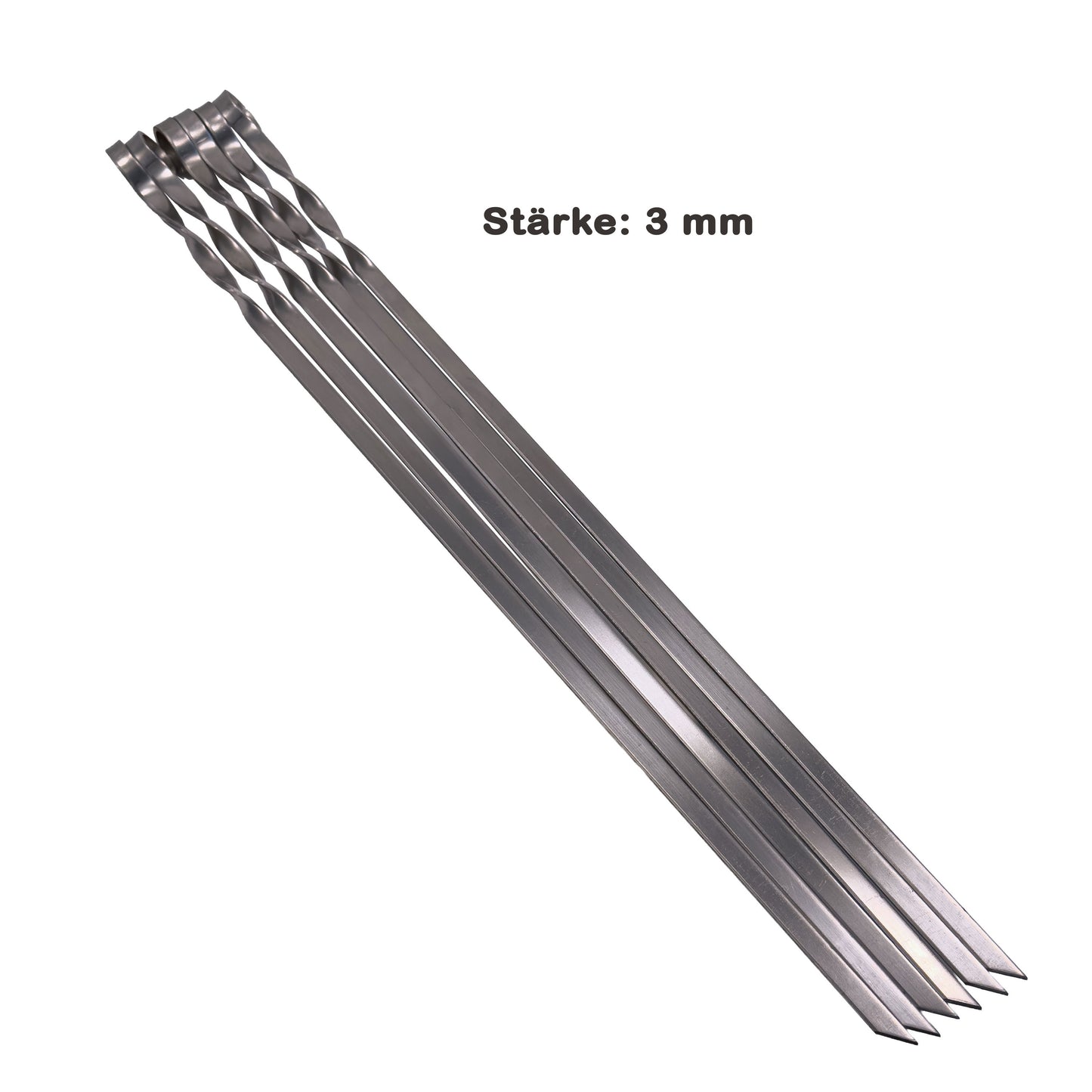GOROCH klassische Schaschlikspieße aus Edelstahl – 57 cm Grillspieße, 3 mm stark, 10 mm breit, komplett aus Metall, rostfrei & robust, ideal für BBQ & Holzkohlegrill
