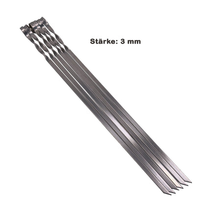 GOROCH klassische Schaschlikspieße aus Edelstahl – 57 cm Grillspieße, 3 mm stark, 10 mm breit, komplett aus Metall, rostfrei & robust, ideal für BBQ & Holzkohlegrill