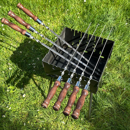 Schaschlikspieße aus Edelstahl 3 mm mit Holzgriff – BBQ Spieße für Grill & Kebab