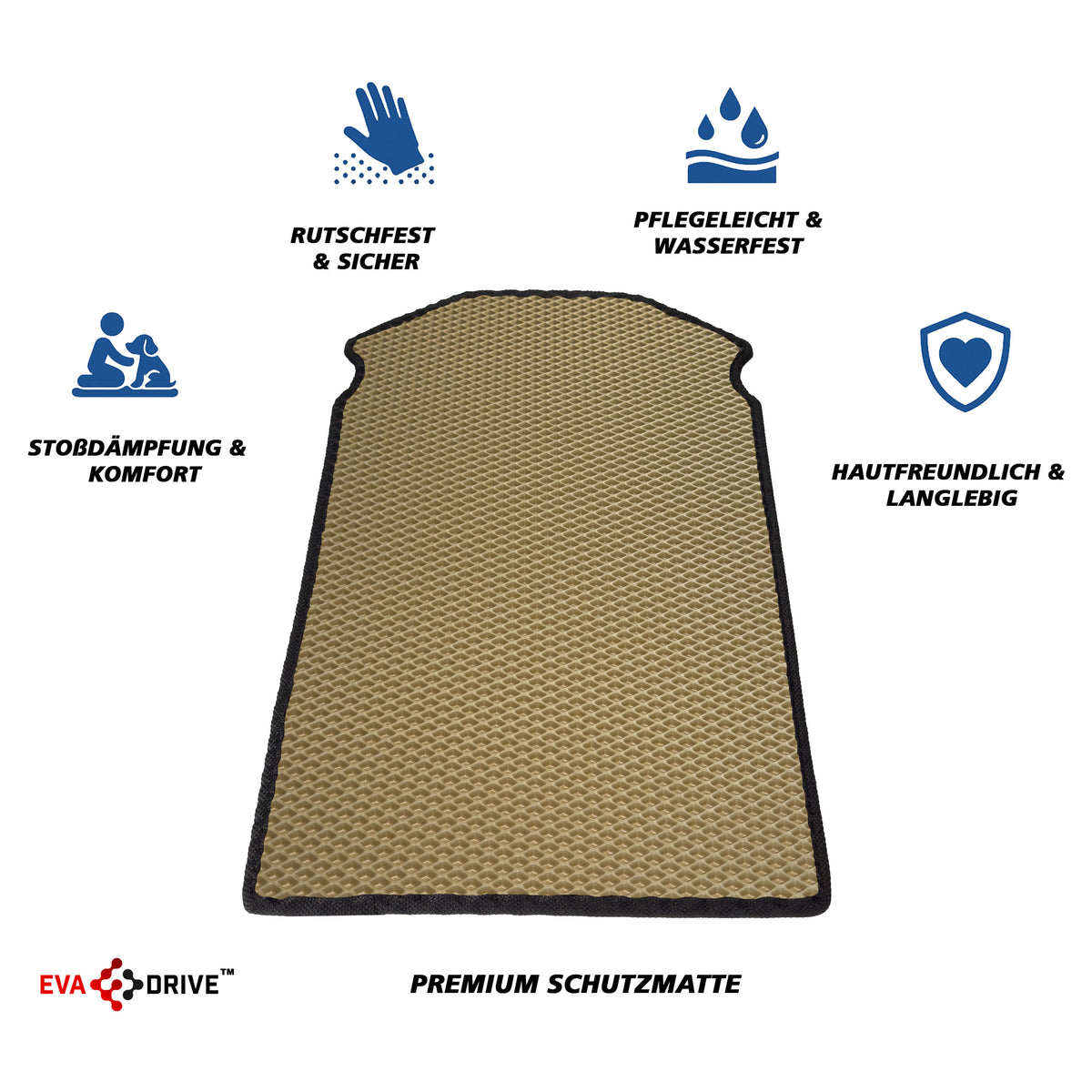 EVA Drive Schutzmatte für Urban Arrow Family mit 1 Sitzbank - Beige mit schwarzer Einfassung