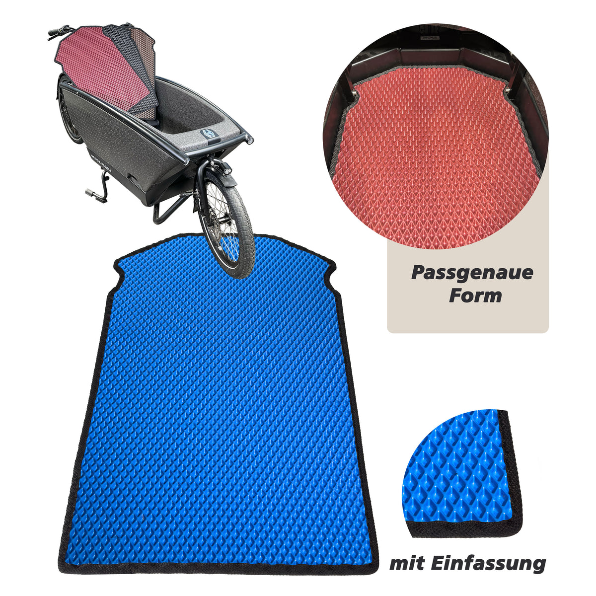 EVA Drive Schutzmatte für Urban Arrow Family mit 1 Sitzbank - Blau mit schwarzer Einfassung