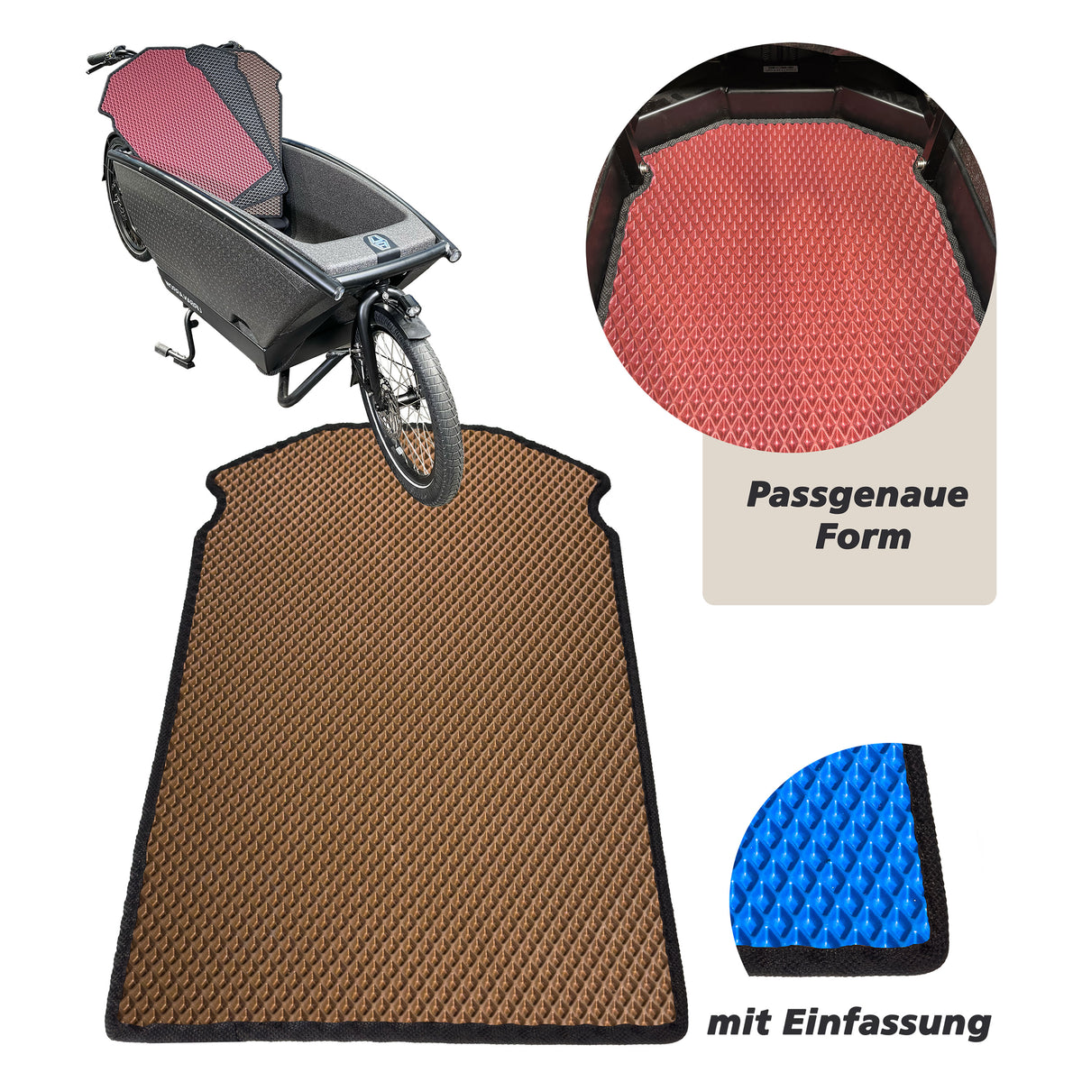 EVA Drive Schutzmatte für Urban Arrow Family mit 1 Sitzbank - Braun mit schwarzer Einfassung