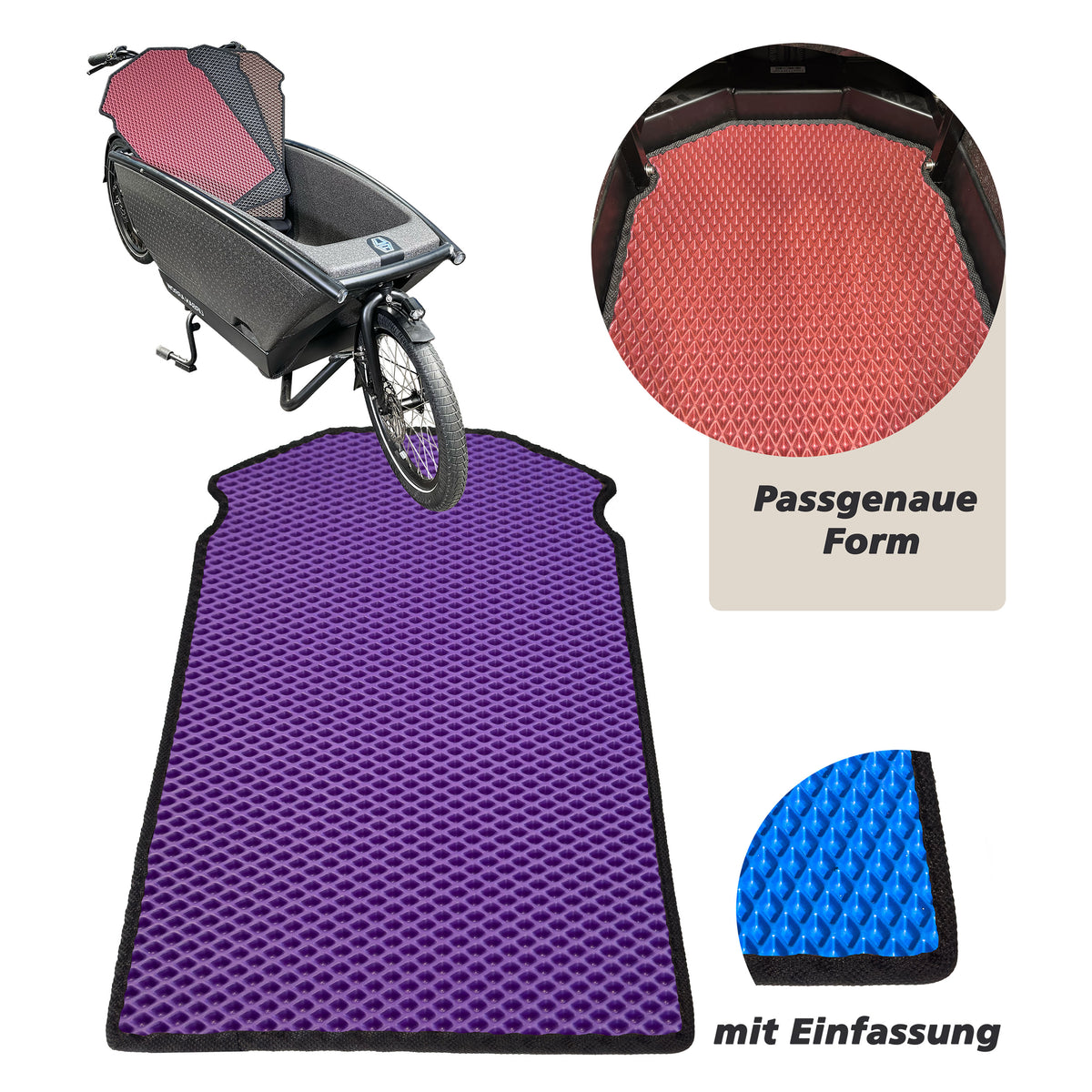 EVA Drive Schutzmatte für Urban Arrow Family mit 1 Sitzbank - Lila mit schwarzer Einfassung