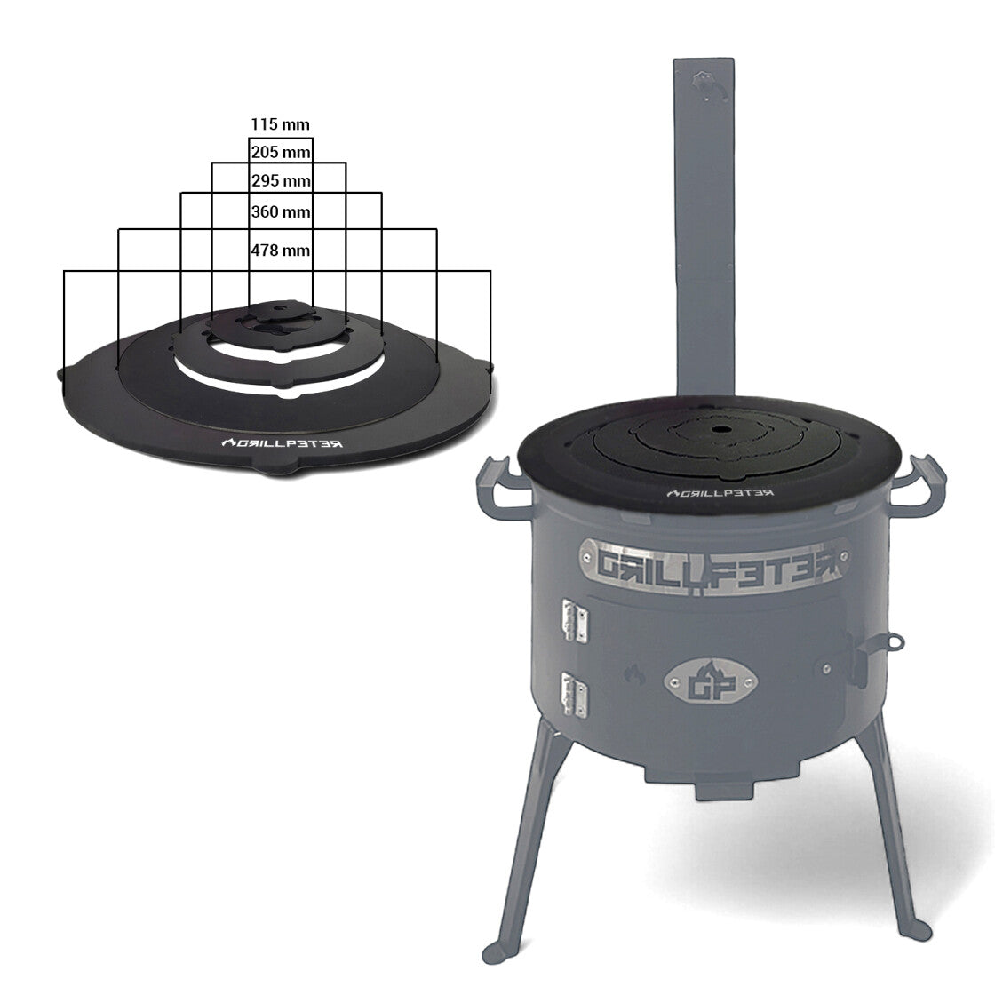 Adapterplatte für Utschak Ø45 cm aus 4mm Stahl - Feuerplatte Kochplatte für Kazan Feueröfen