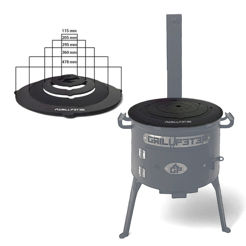 Adapterplatte für Utschak Ø45 cm aus 4mm Stahl - Feuerplatte Kochplatte für Kazan Feueröfen