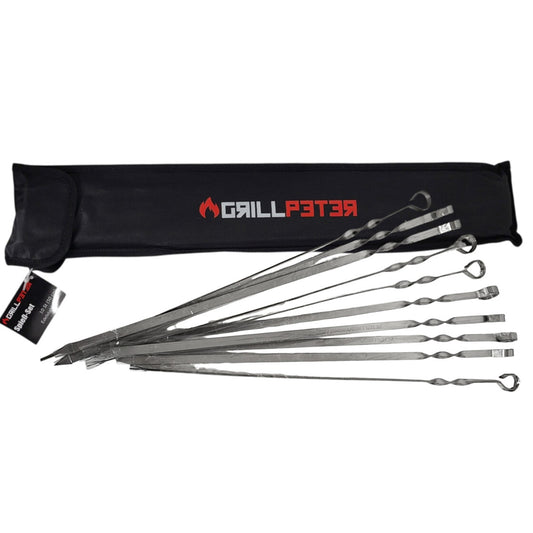 Schaschlik Spieße Edelstahl 50cm 10er Set mit Tasche - rostfrei, spülmaschinenfest, für Mangal
