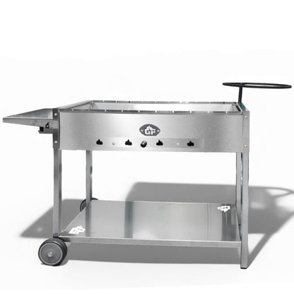 Mangal Batyr Deluxe 80 aus Edelstahl mit Rädern - Schaschlikgrill mit Ablage und Topfhalter