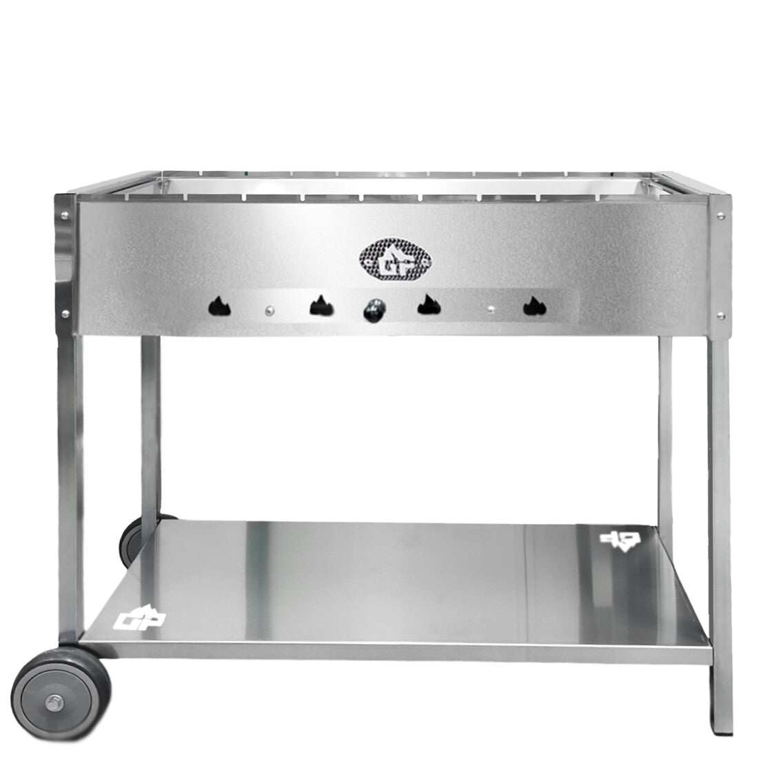 Mangal Batyr Deluxe 80 aus Edelstahl mit Rädern - Schaschlikgrill mit Ablage und Topfhalter