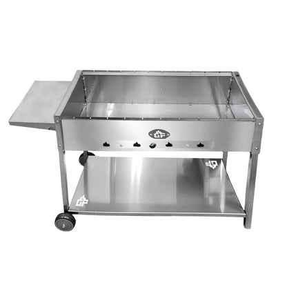 Mangal Batyr Deluxe 80 aus Edelstahl mit Rädern - Schaschlikgrill mit Ablage und Topfhalter