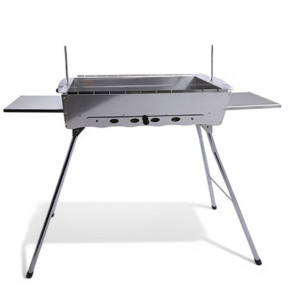 Mangal Astana Edelstahl 2mm mit höhenverstellbarem Grillrost - klappbarer Schaschlikgrill mit Ablagen