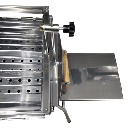 Mangal Astana Edelstahl 2mm mit höhenverstellbarem Grillrost - klappbarer Schaschlikgrill mit Ablagen