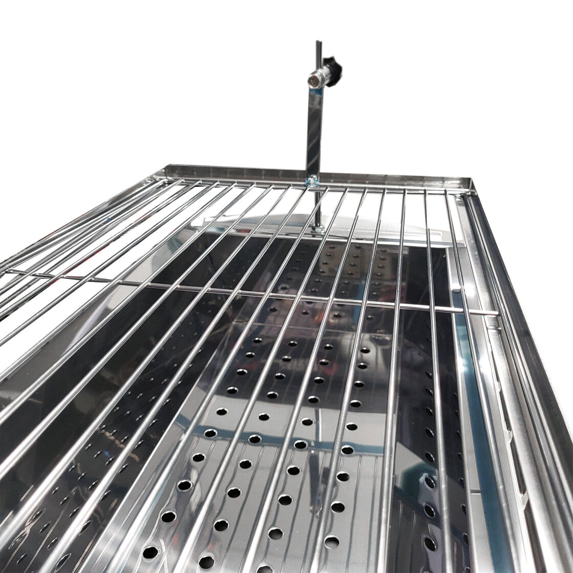 Mangal Astana Edelstahl 2mm mit höhenverstellbarem Grillrost - klappbarer Schaschlikgrill mit Ablagen