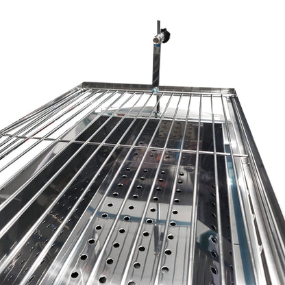 Mangal Astana Edelstahl 2mm mit höhenverstellbarem Grillrost - klappbarer Schaschlikgrill mit Ablagen