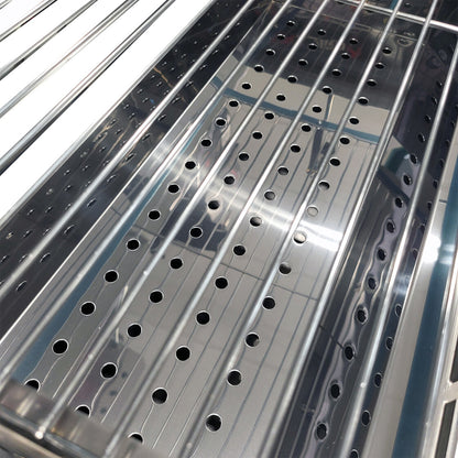 Mangal Astana Edelstahl 2mm mit höhenverstellbarem Grillrost - klappbarer Schaschlikgrill mit Ablagen