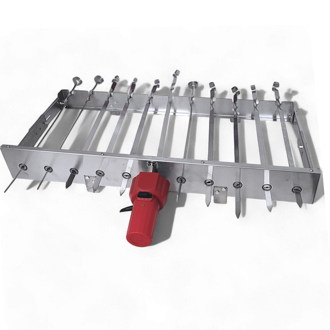 Schaschlik Spießdreher Motor für 11 Spieße mit USB Powerbank Antrieb - Grillmotor aus Edelstahl